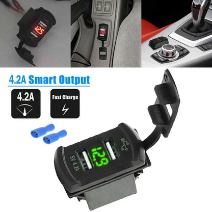 LED Dual USB Charger with Voltmeter Rocker Switch DC12V for Car
