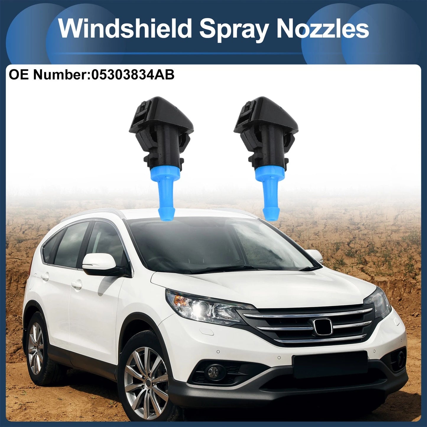 Windshield Washer Nozzle with Hose Connector for Jeep (No. 05303834AB)