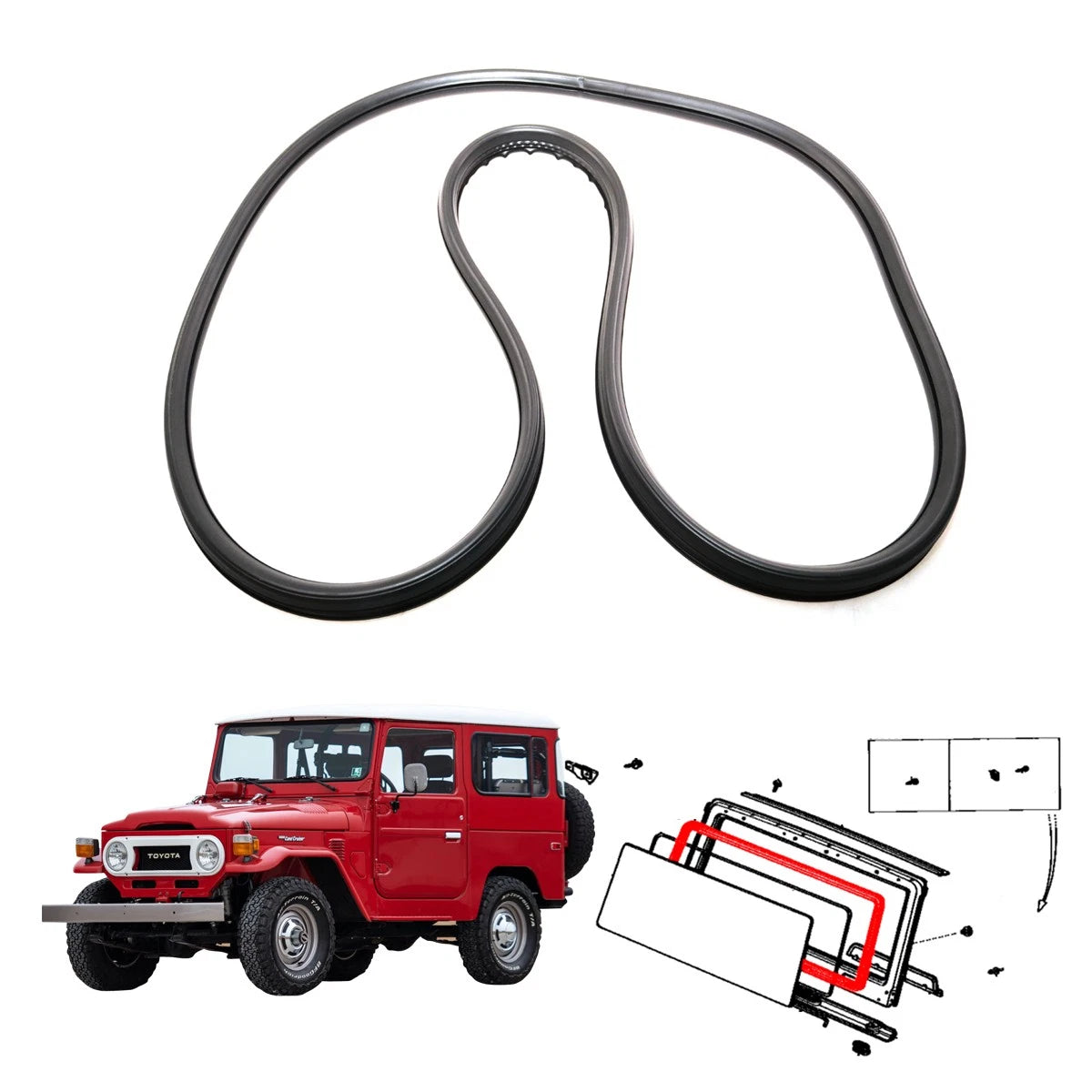 Front Windshield Weatherstrip for Toyota Land Cruiser BJ40 BJ43 FJ45 HJ45 (1969–1980)