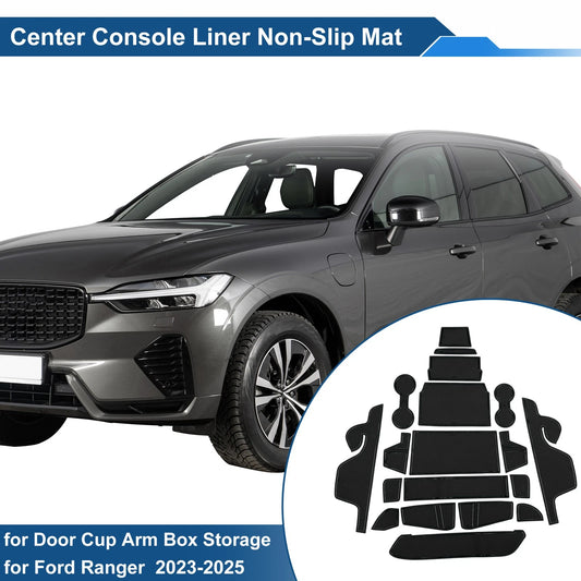 19 Pcs Non-Slip Mat for Ford Ranger (2023–2025) PVC Black