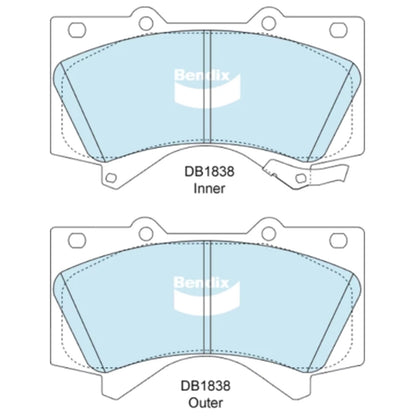 Set of 4 Bendix HD Front Disc Brake Pads for Landcruiser (2007–2021)