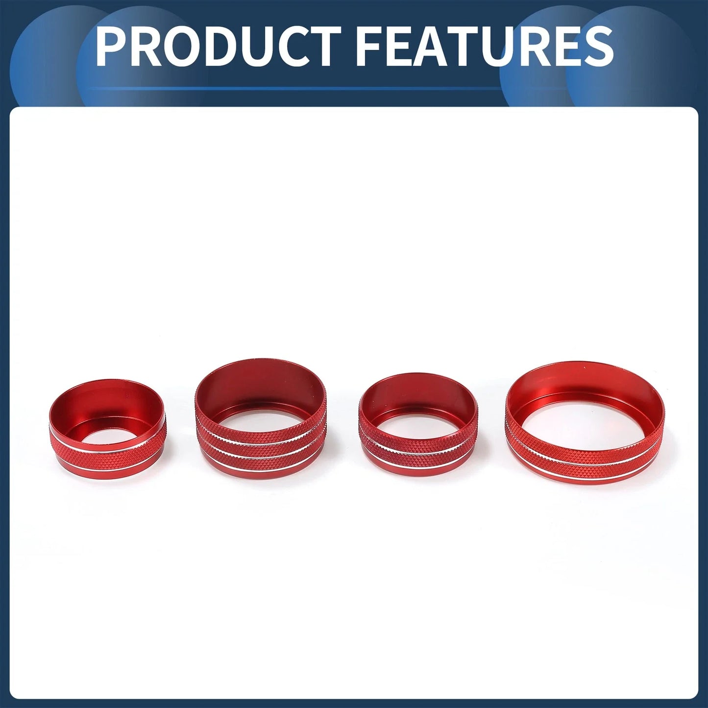 4WD Headlight Switch Knob Cover Ring for GMC Canyon (2015-2022) - 7 Pcs Red