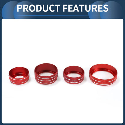 4WD Headlight Switch Knob Cover Ring for GMC Canyon (2015-2022) - 7 Pcs Red