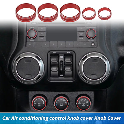 Control Switch Knob Cover Trim Ring for Jeep Wrangler JK JKU (2007–2018) Red