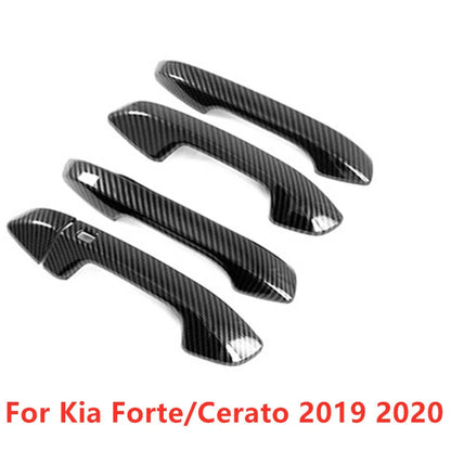 4x Carbon fiber Door Handle Cover Mold Trim for Kia Forte Cerato (2019–2020)