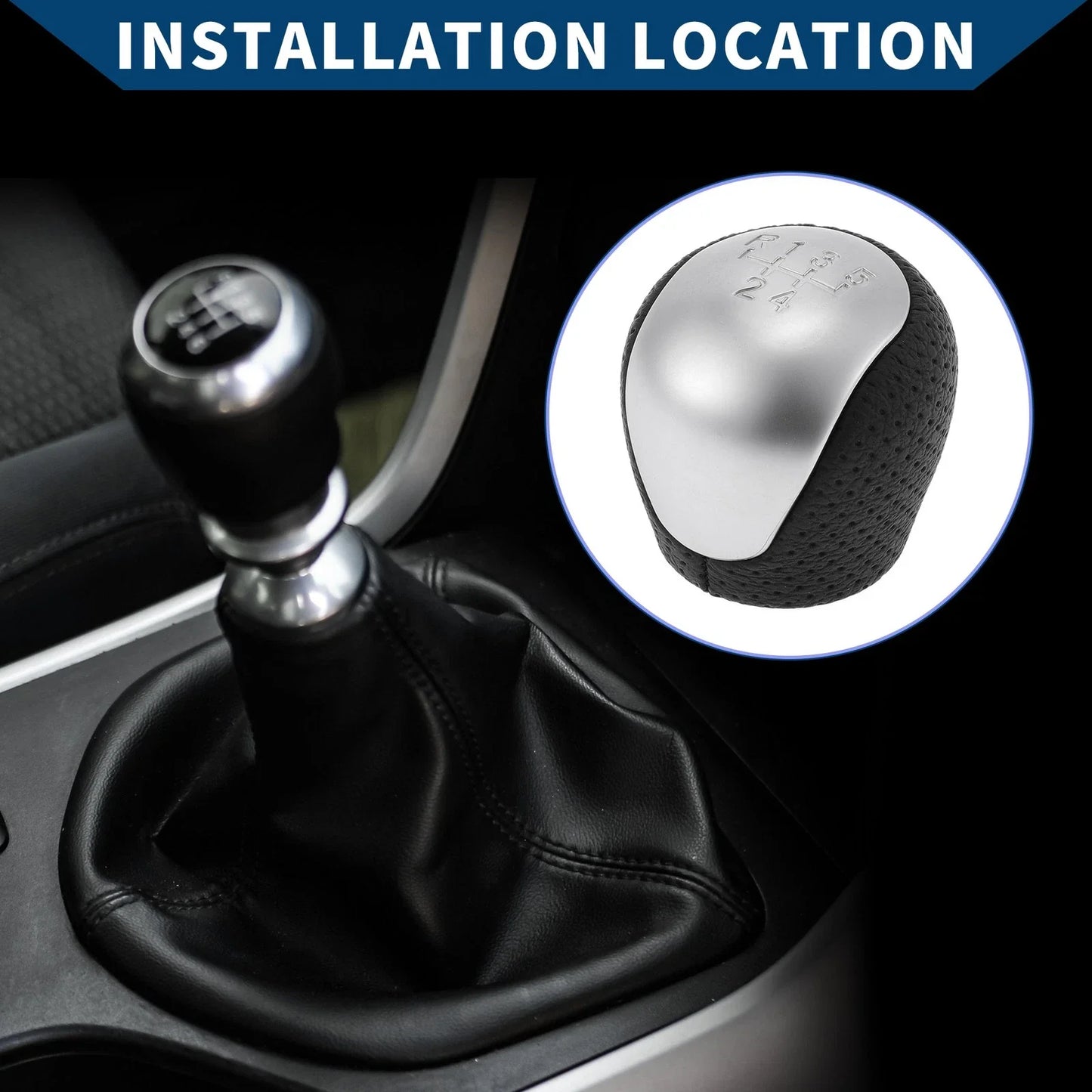 5 Speed Manual Gear Shifter Knob for Hyundai Elantra (2009-2012) Black Leather