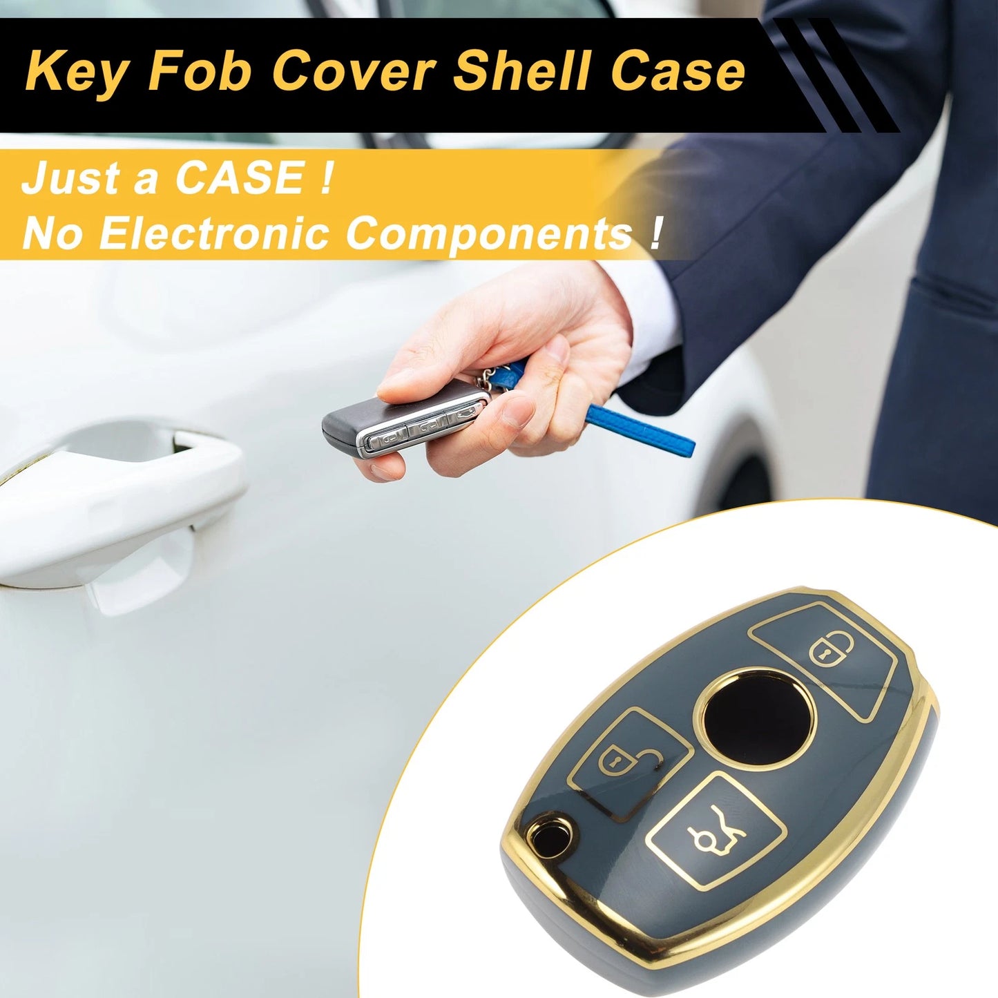 TPU Silicone Car Key Case for Mercedes-Benz A-Class (3 Buttons)