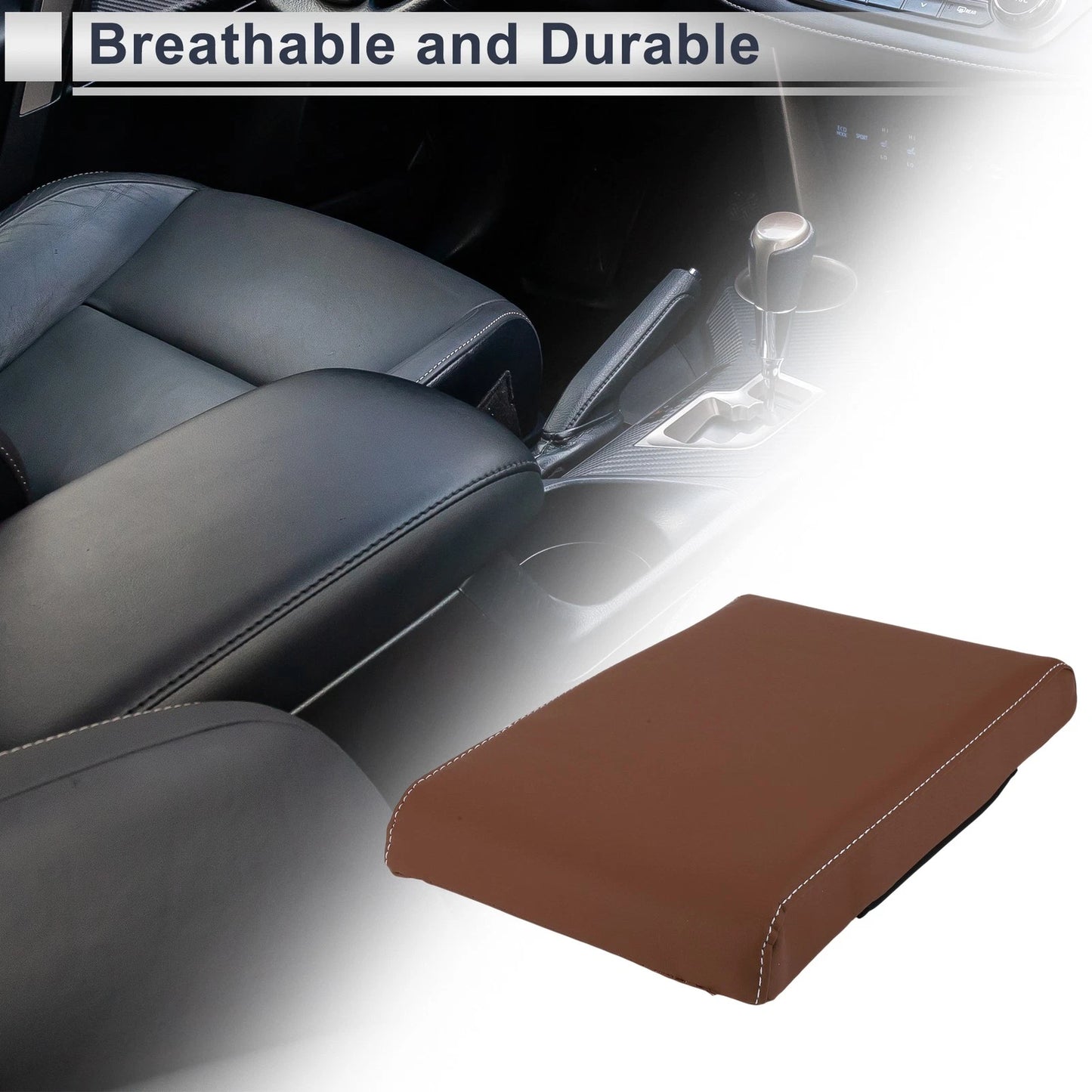 Center Console Cover for Car (12.6"x7.87"x1.97", Light Brown)