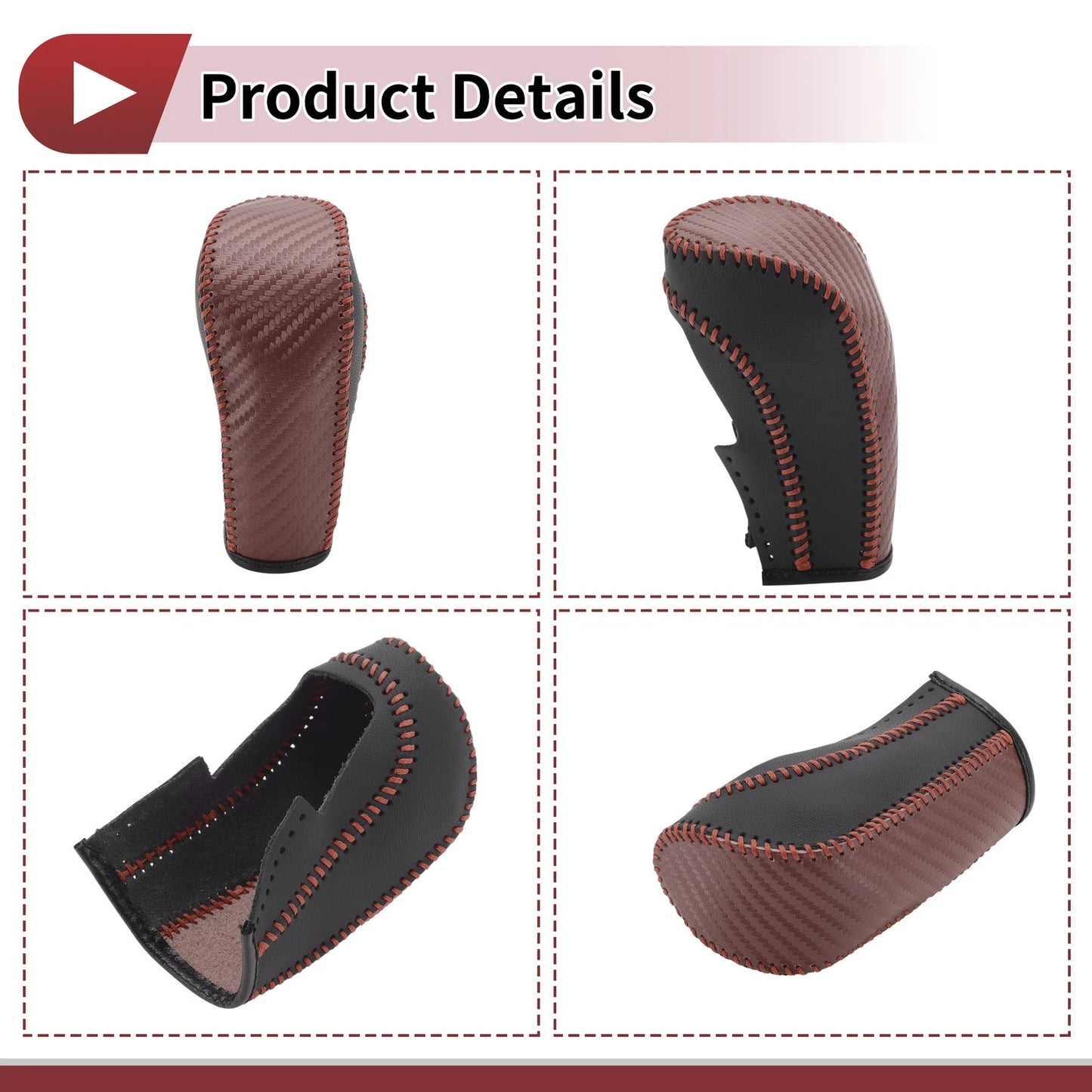 1Pc Gear Shift Knob Cover for Ford Fiesta (2009–2012) Black Brown Faux Leather