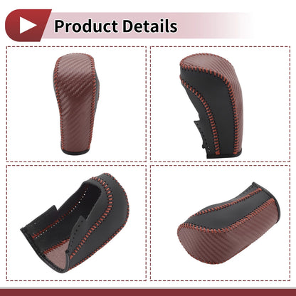 1Pc Gear Shift Knob Cover for Ford Fiesta (2009–2012) Black Brown Faux Leather