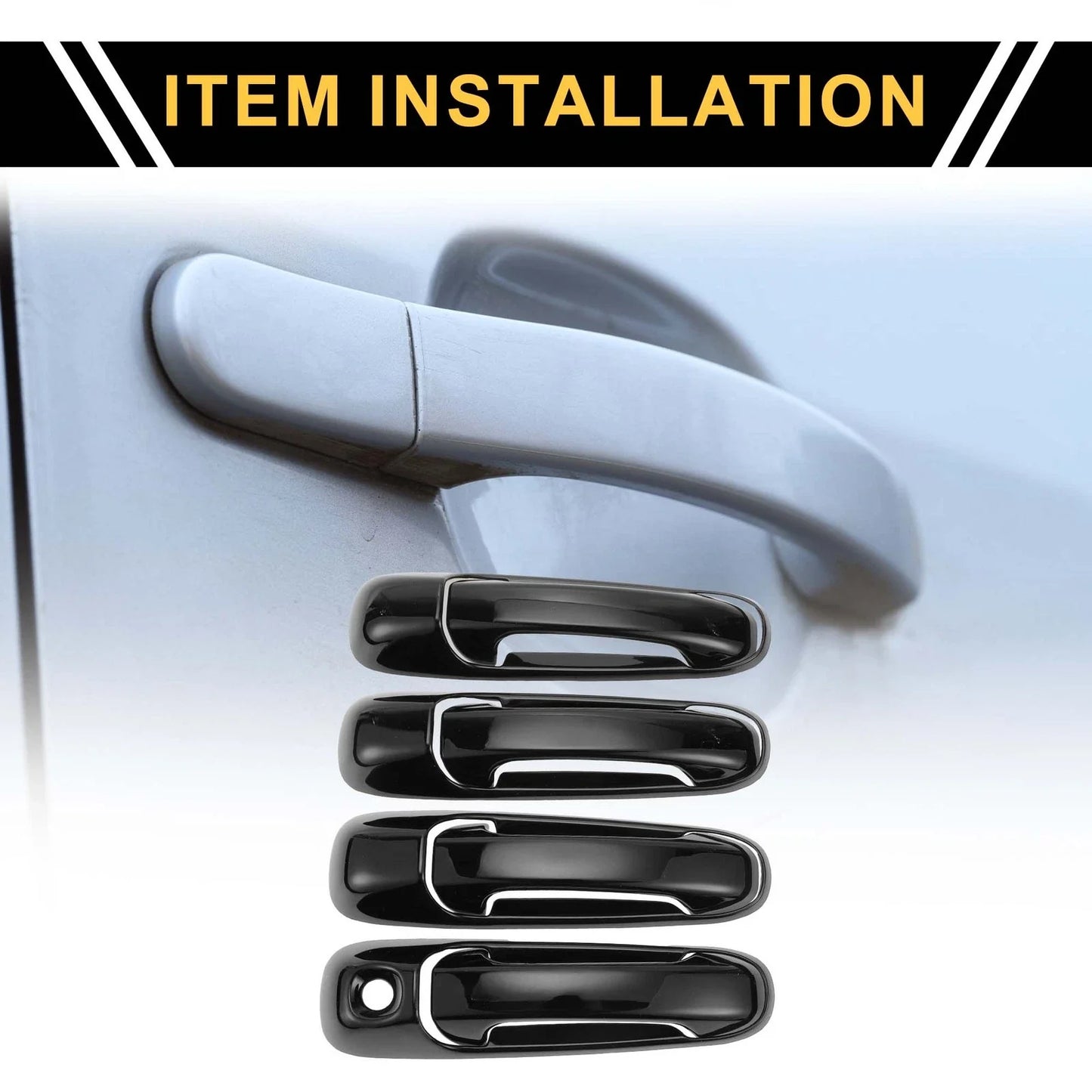Car Door Handle Protector Set for Dodge Ram 1500 (2002-2008) Glossy Black