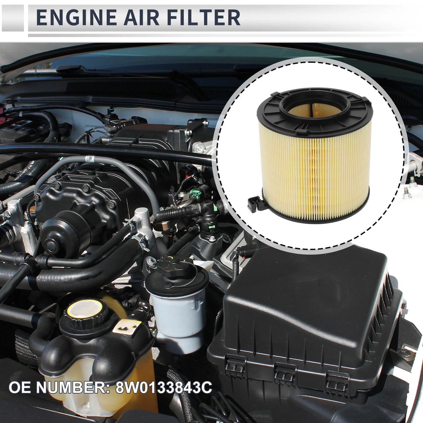 Car Engine Air Filter No. 8W0133843C for Audi A4 2.0L (2017–2020)