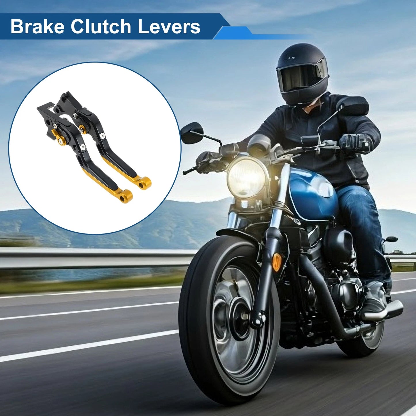 Brake Clutch Levers for BMW G310R (2017–2021) Black Handle Gold End 1 Pair