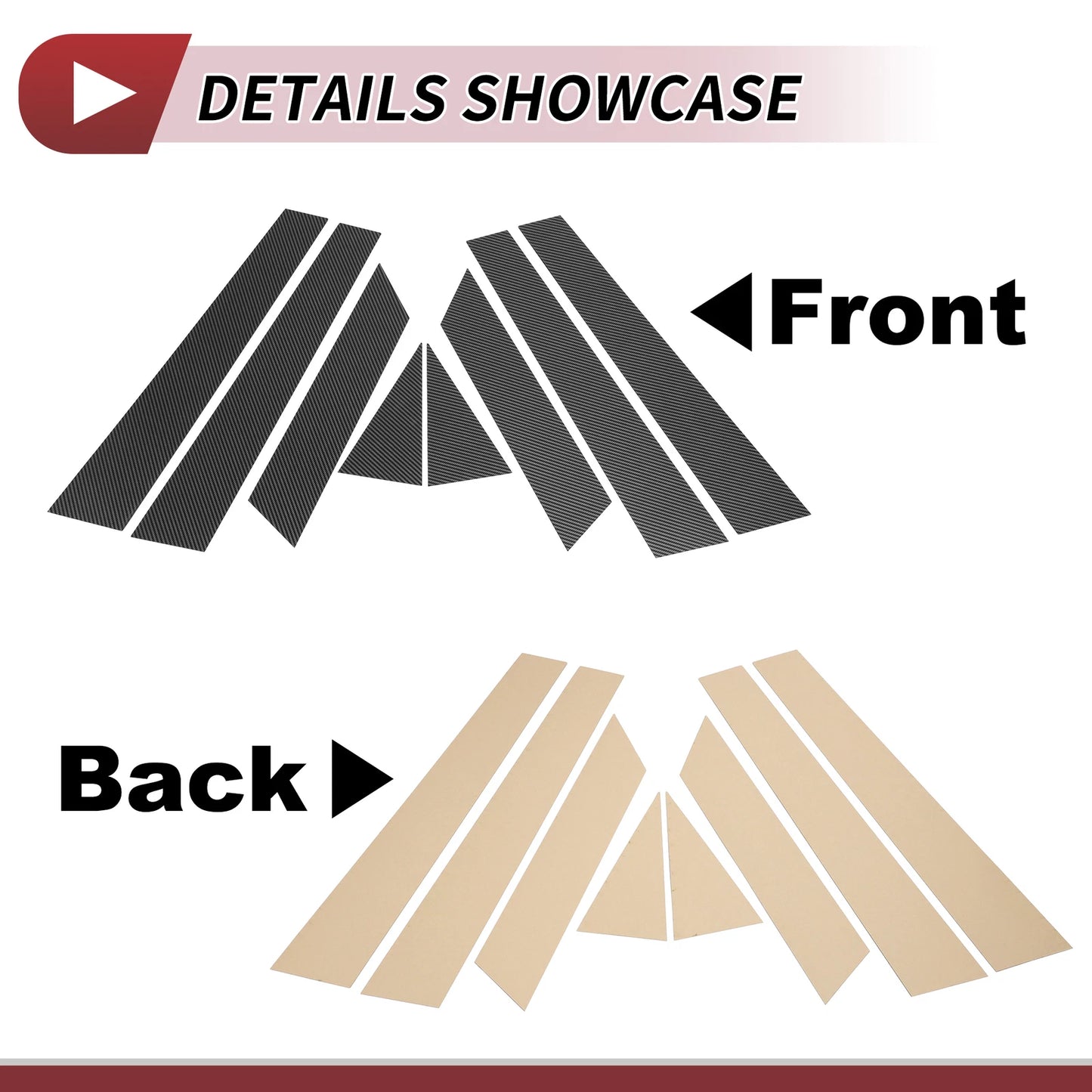 8 Pcs Door Pillar Window Trim for Nissan Altima (2013–2018) Carbon Fiber Black