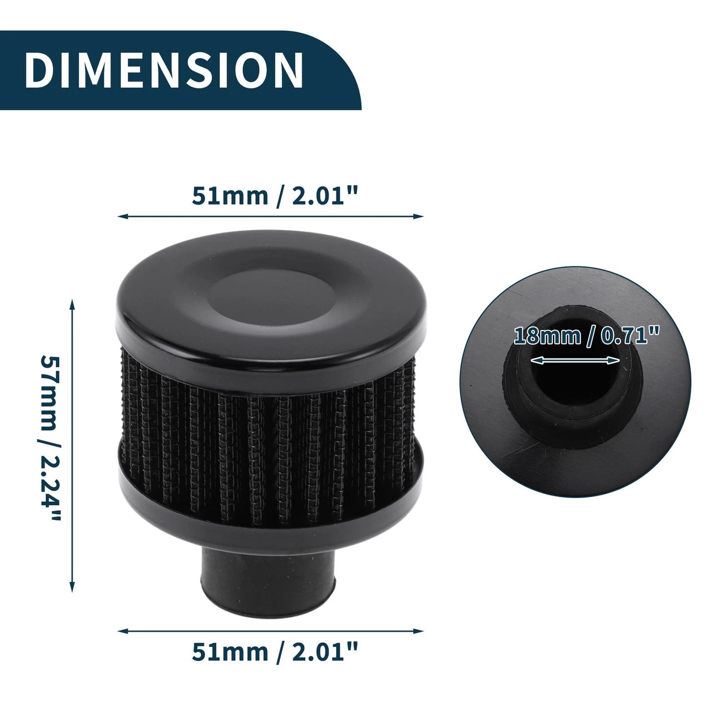 Engine Air Filter   - High Flow, Mushroom Heads, Black