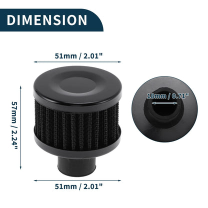 Engine Air Filter   - High Flow, Mushroom Heads, Black