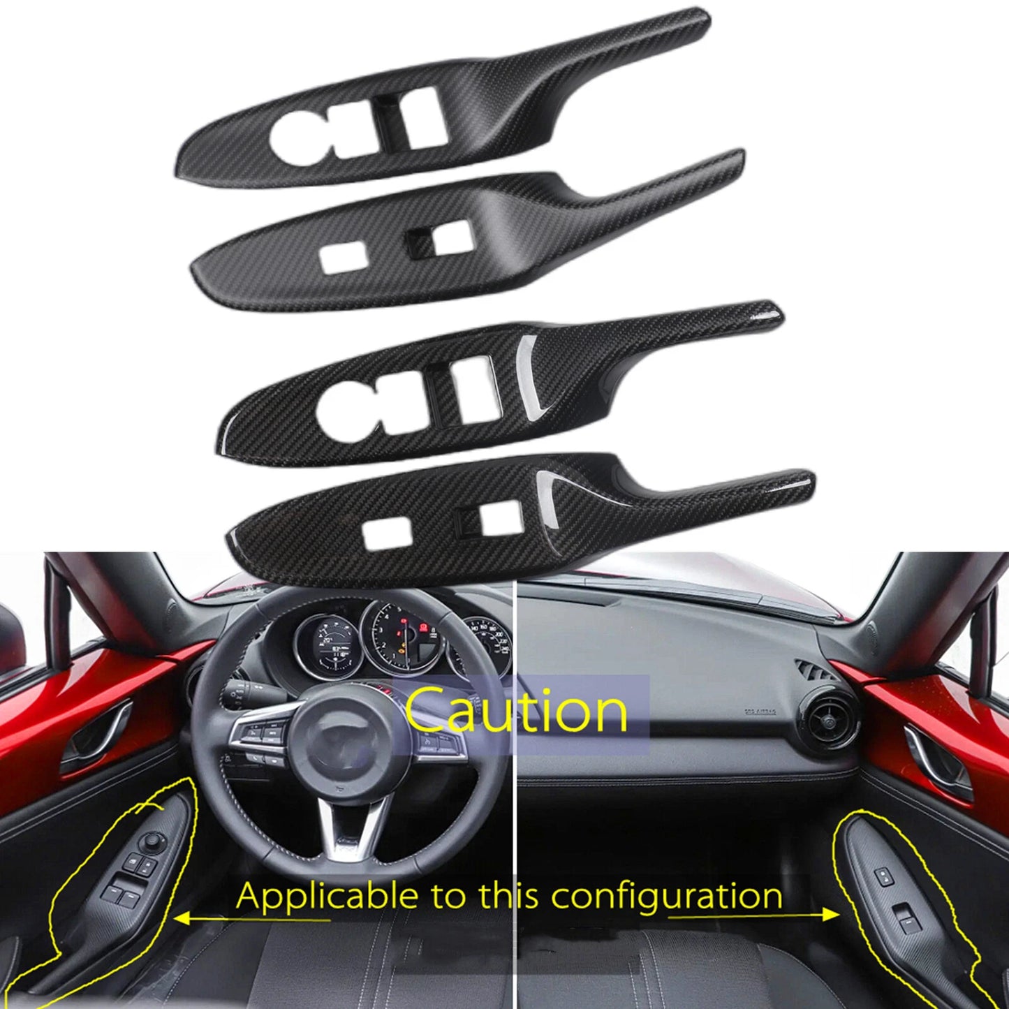 1 Pair Carbon Fiber Window Lift Trim Cover for Mazda MX-5 Miata (2016-2024)