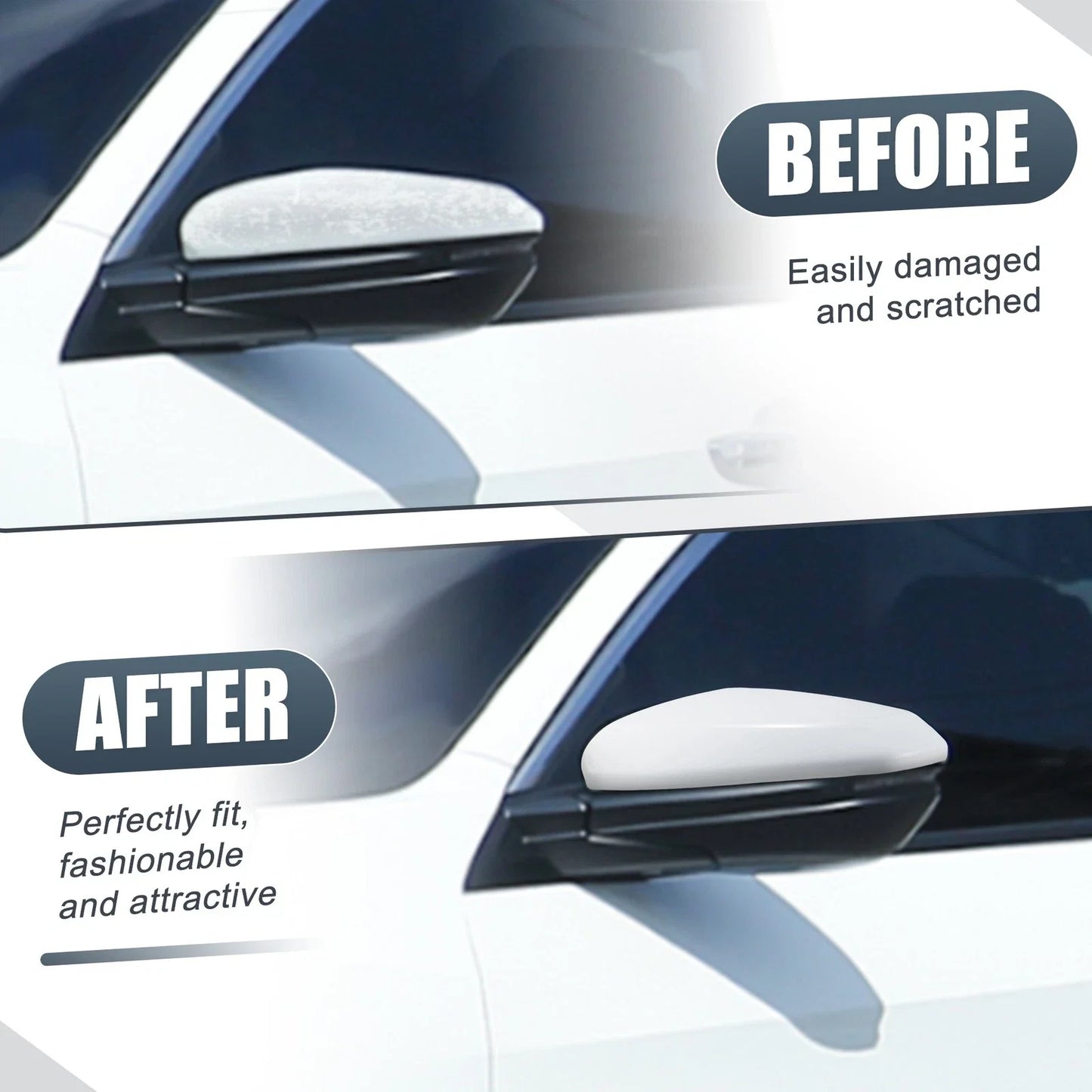 White Left Side Car Mirror Cover Caps for Honda Civic (2016-2021)