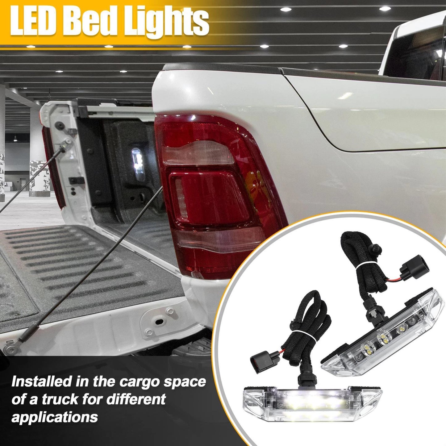 Set of 4 LED Cargo Bed Lights for Dodge Ram 1500 2500 3500 (2010–2023) 82214870AB