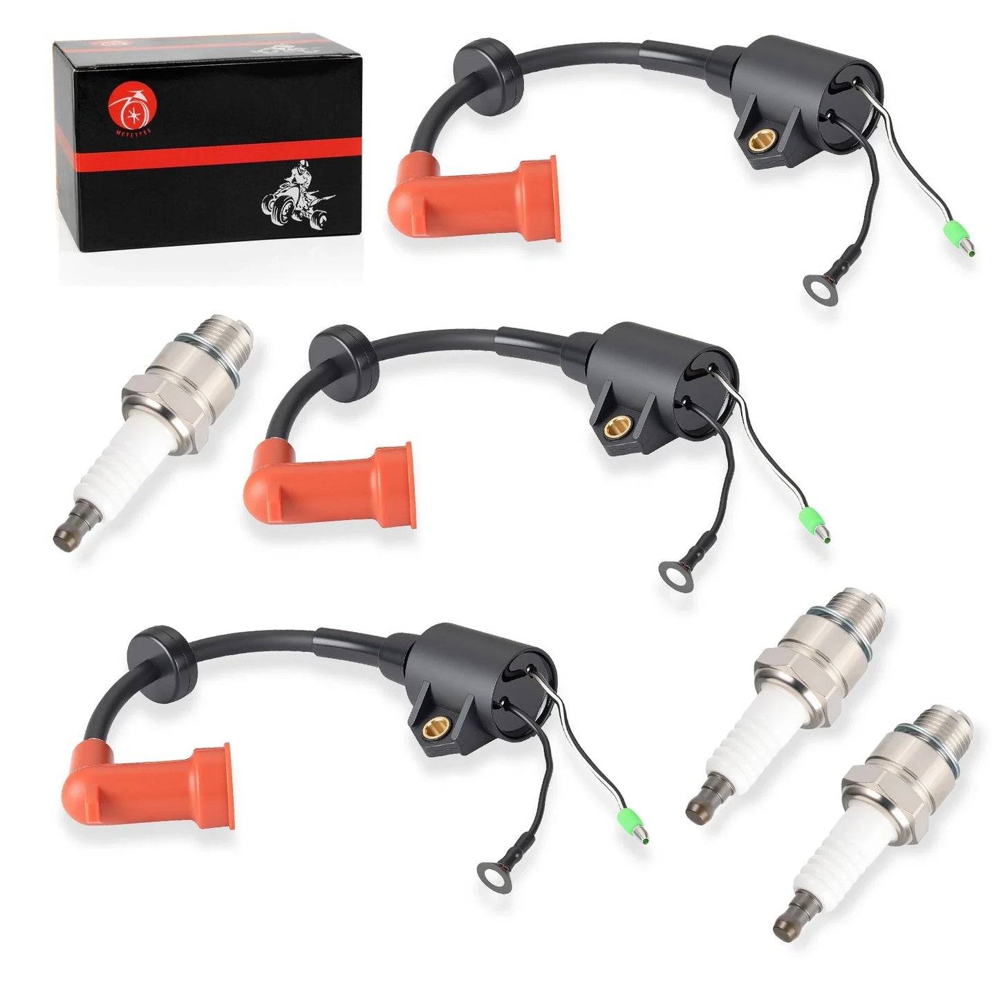 3x Ignition Coil & Spark Plug Cap for Yamaha Outboard 9.9-250