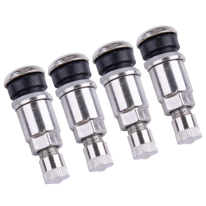 4 x Bolt-in Tubeless Wheel Tyre Valves with Dust Caps for Car & Truck