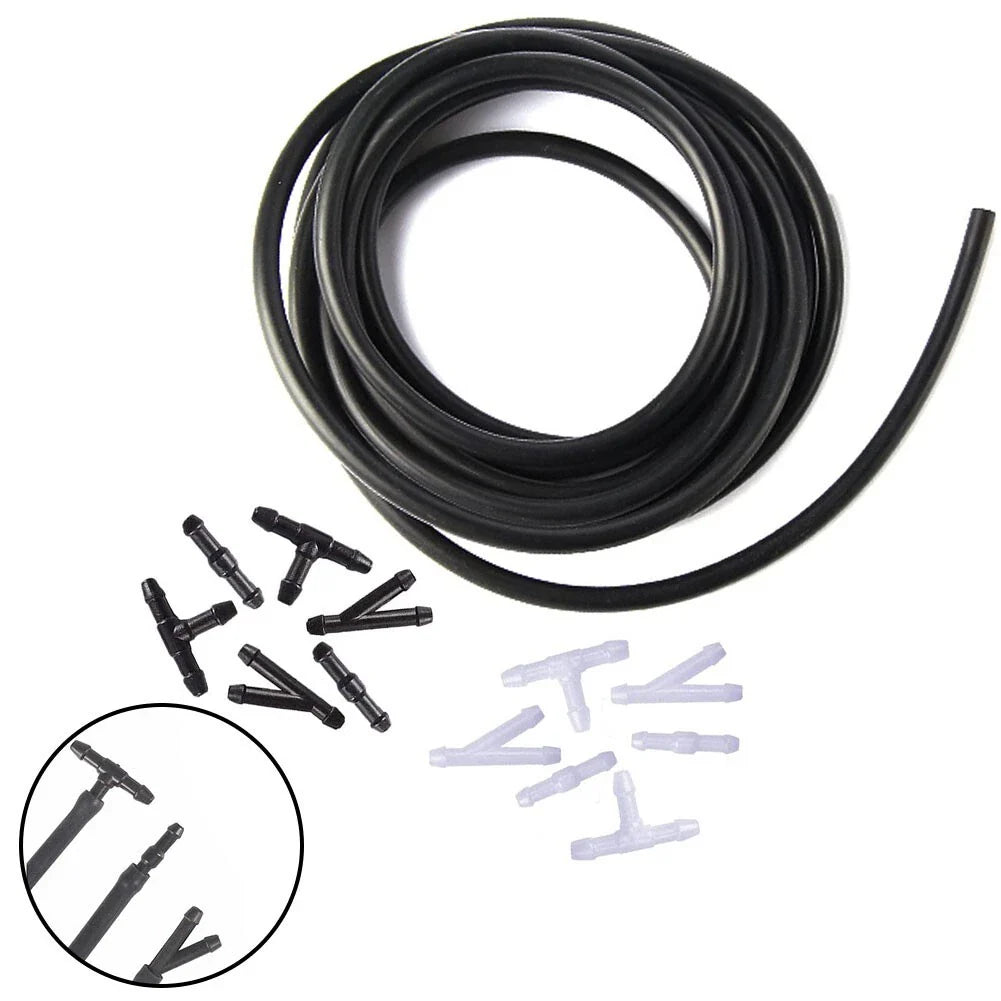 Windshield Wiper Washer Nozzle Hose Kit 4m 12 Connector Black/White