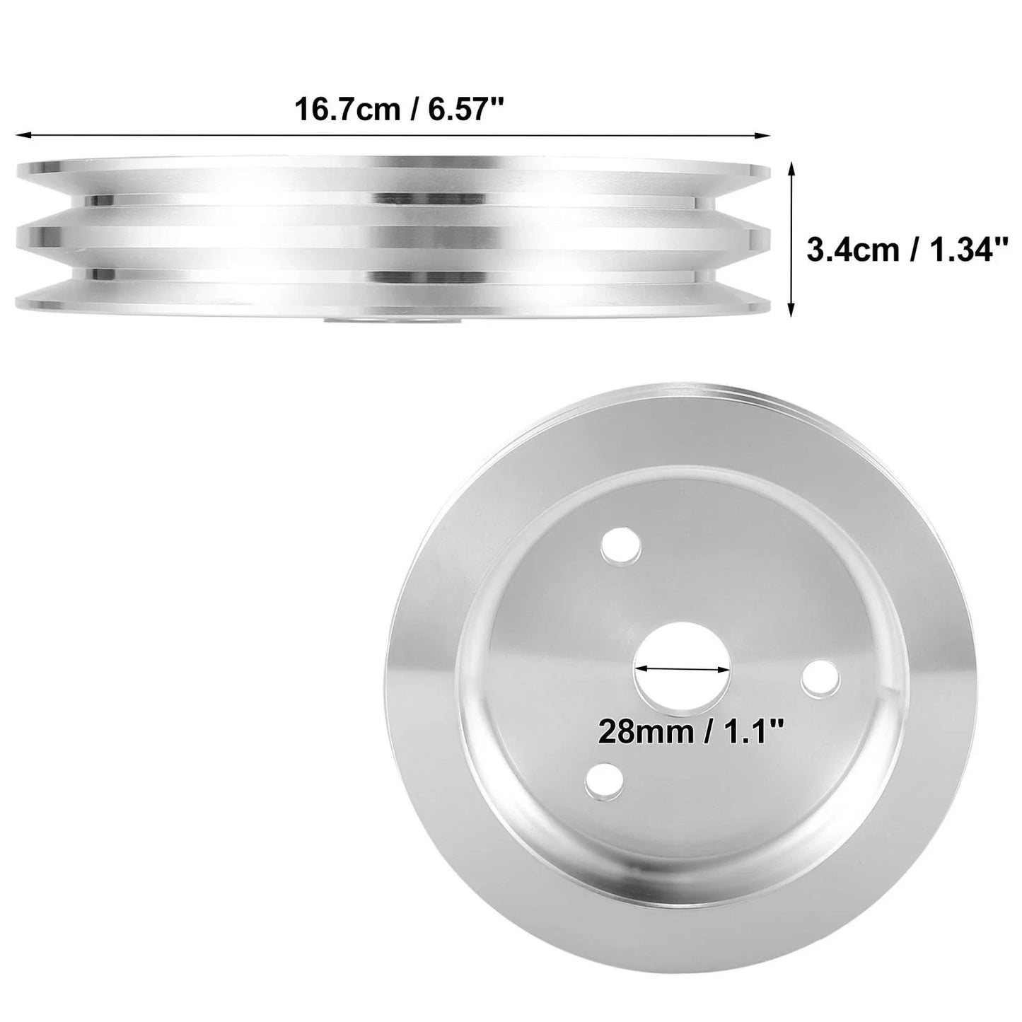 Crankshaft Pulley 2 Groove Aluminum Alloy for Chevy SBC 350 ()