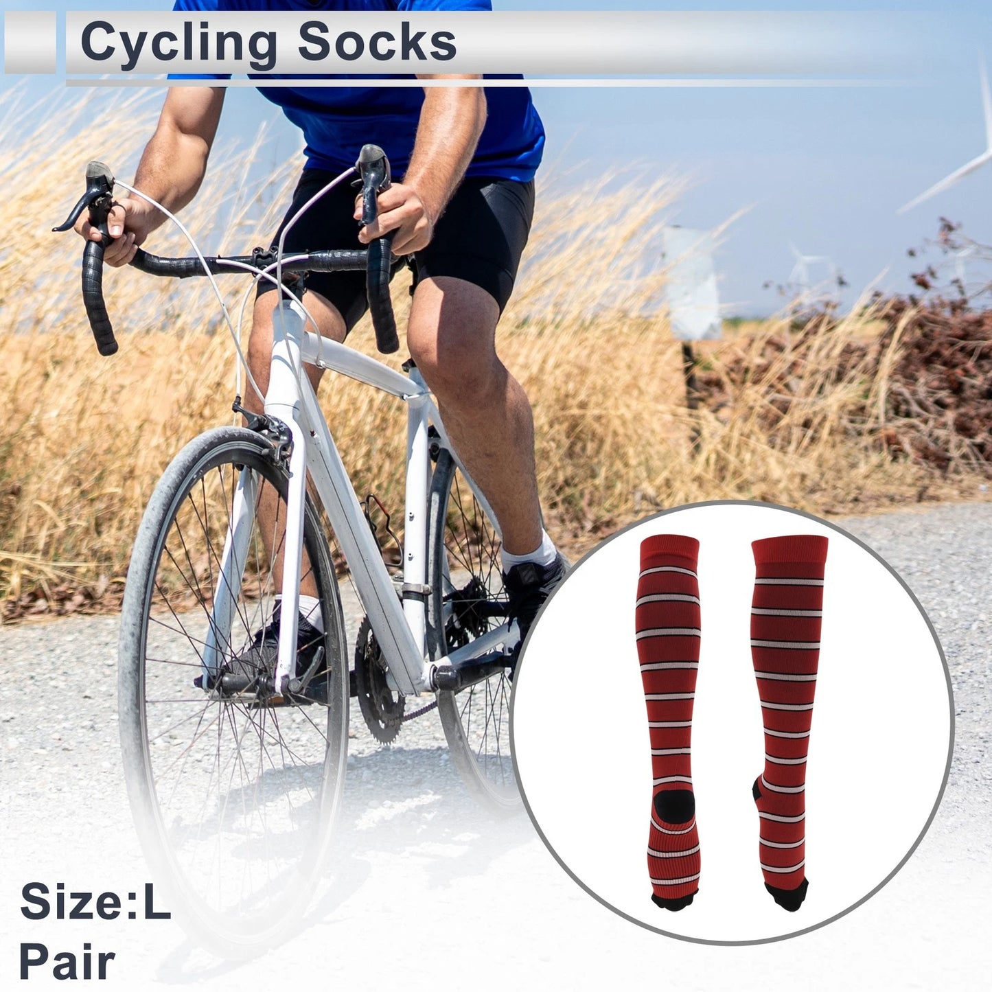 Cycling Socks Size L High-Cut Light Pink Red