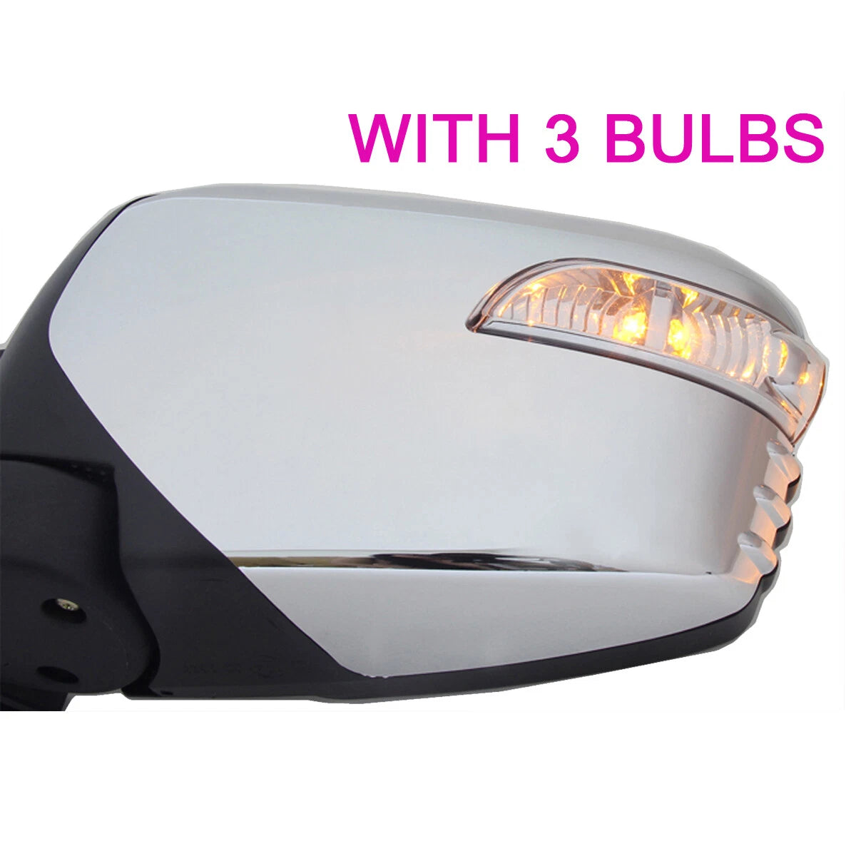 Chrome Electric Wing Mirrors LED for Mitsubishi L200 Triton Warrior 2006-2015
