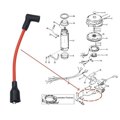 2X Spark Plug Wire Leads for Mercury Marine Outboard (1984–1999)