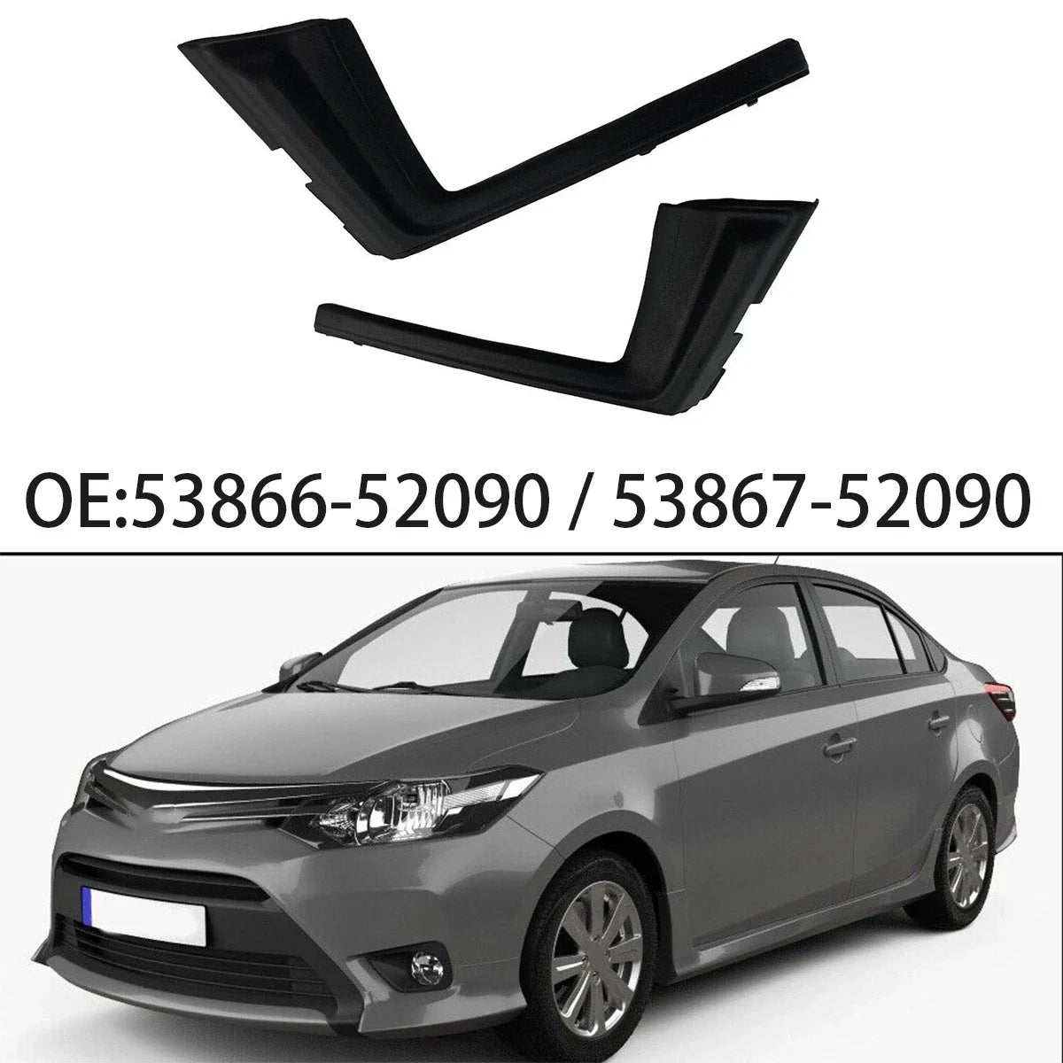 Front LH+RH Fender Cowl Side Fender Black for Toyota Yaris (2012–2014)