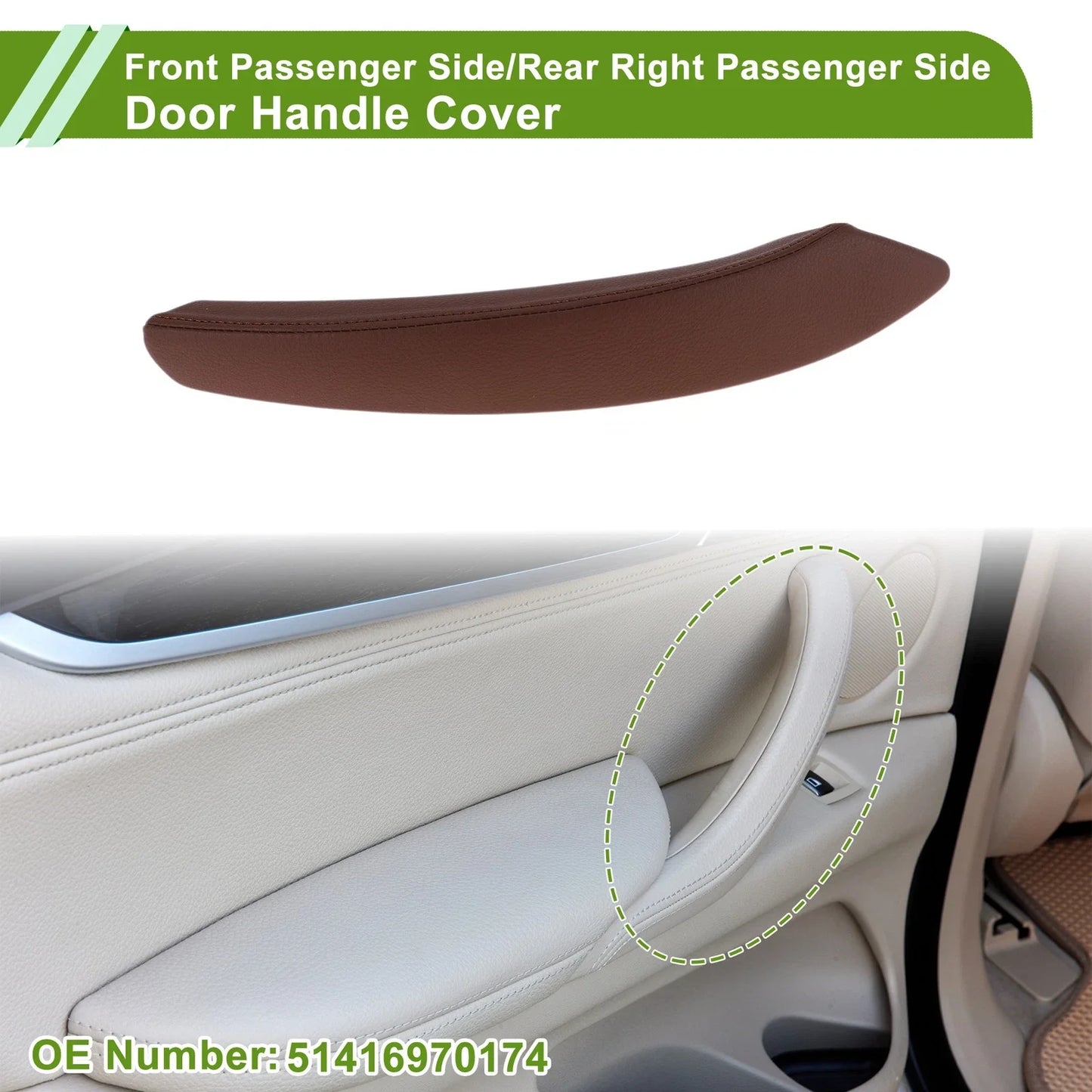 Door Panel Handle Pull Trim Cover for BMW X5 (2008 - 2013) Reddish Brown