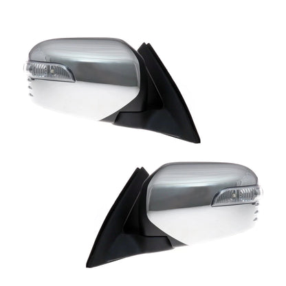 Set of 2 Chrome Electric Wing Mirrors with LED for Mitsubishi L200