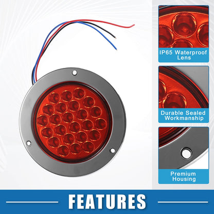 Set of 2 Trailer Light 24 LED Waterproof 4" for Truck Van Lorry Camper