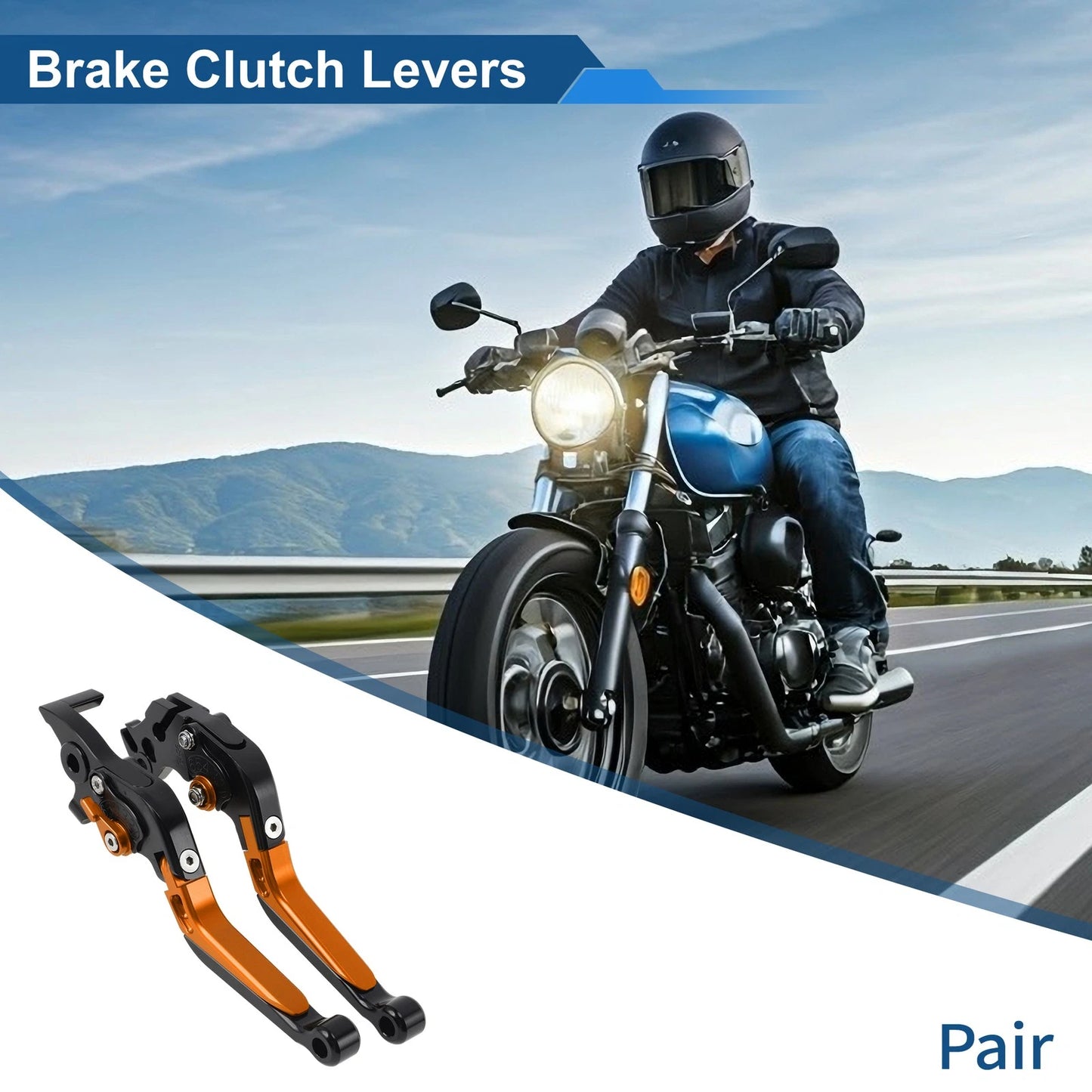 Brake Clutch Levers for KTM Duke 390 RC390 (2013–2023) Black Head Orange Handle