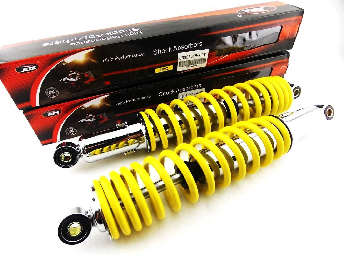 365mm JBS Yellow/Chrome Shock Absorbers for Honda MT250 Elsinore (1973-1976)