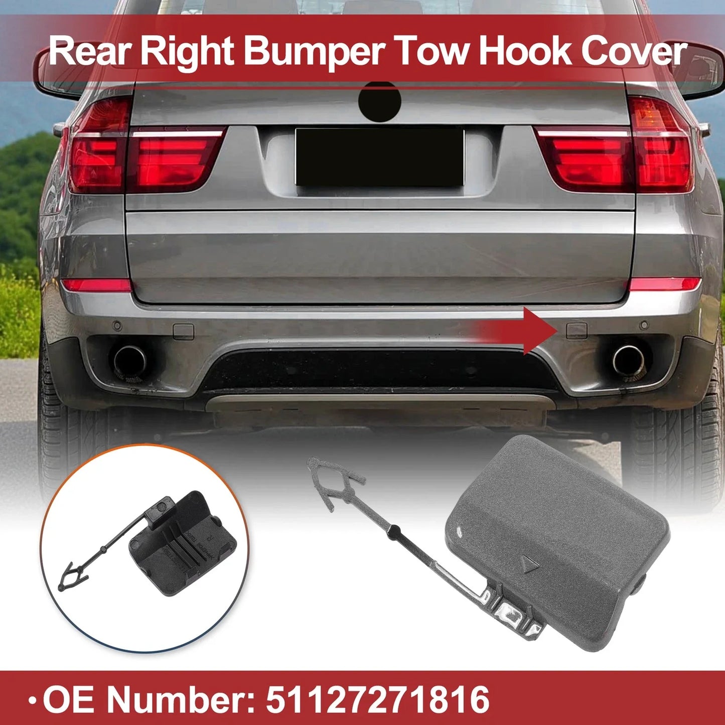 Car Tow Hook Cover Cap for BMW X5 E70 (2011-2013)