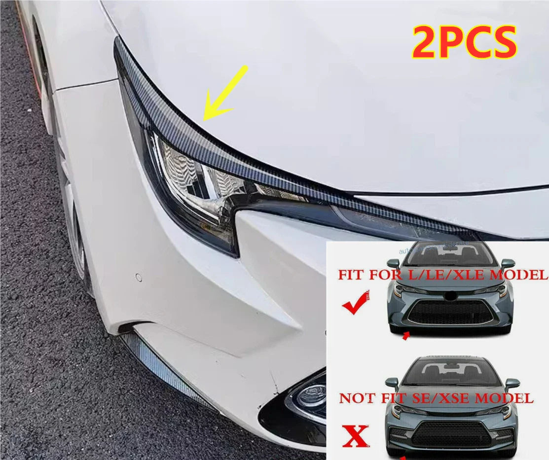 Front Headlight Eyebrow Eyelid Strip Carbon Fiber for Toyota Corolla (2020–2024)