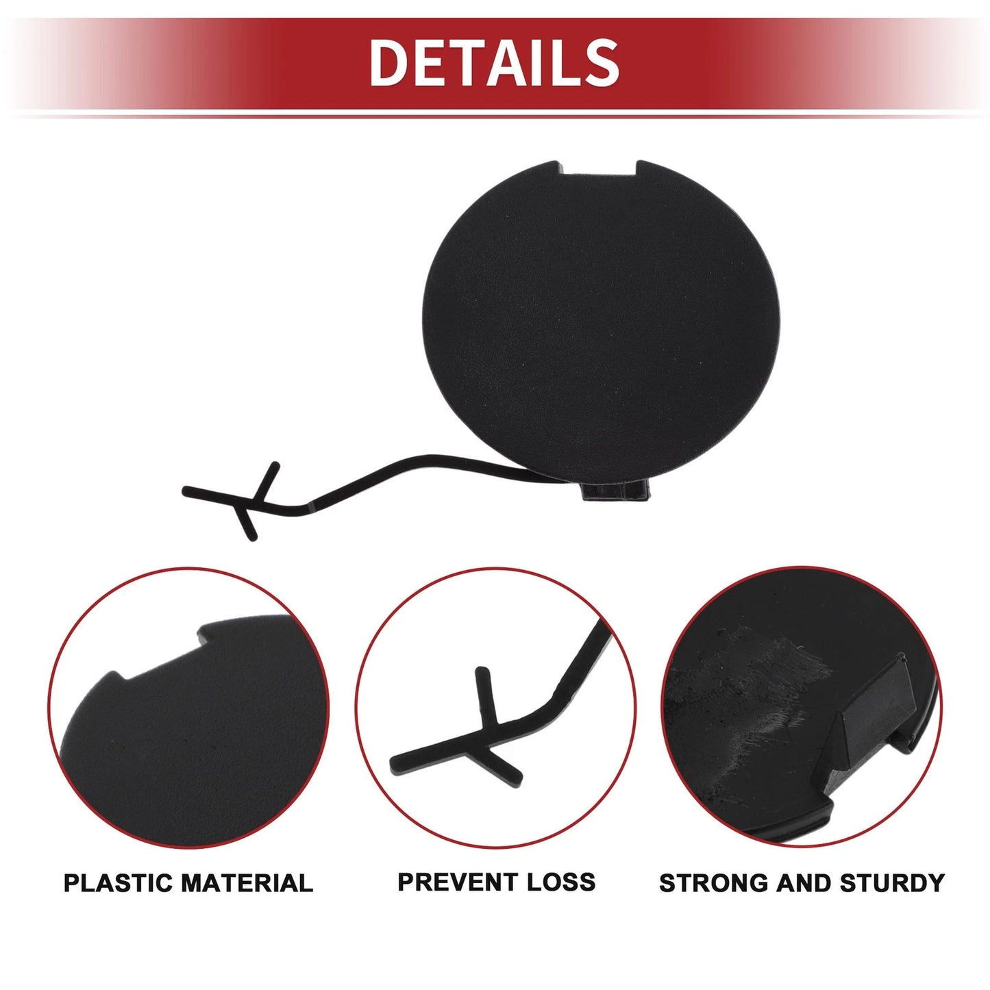 Tow Hook Cover Cap for Jeep Renegade (2015–2020) No. 735643610 Black