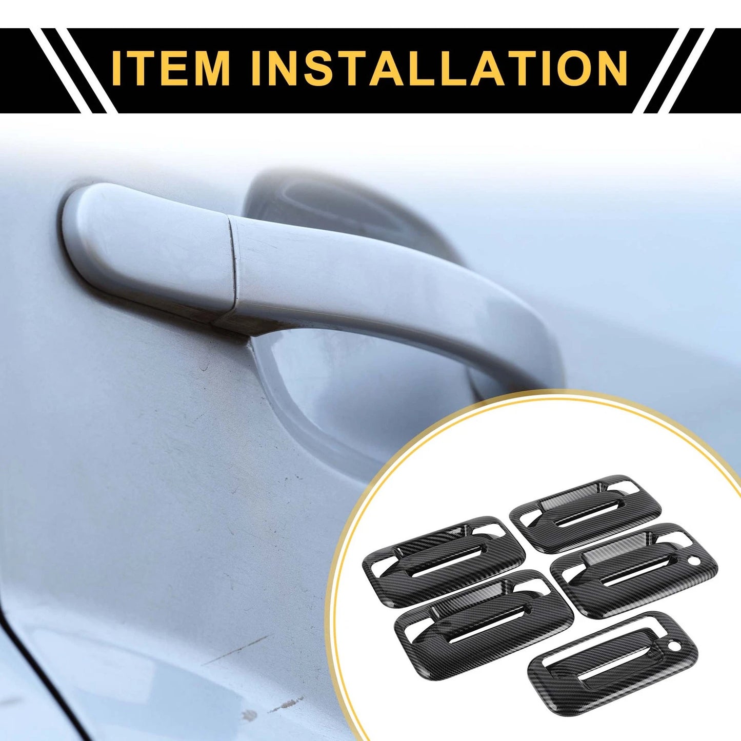 Set of 4 Exterior Door Handle Covers for Ford F-150 (2004–2014) Carbon Fiber Black