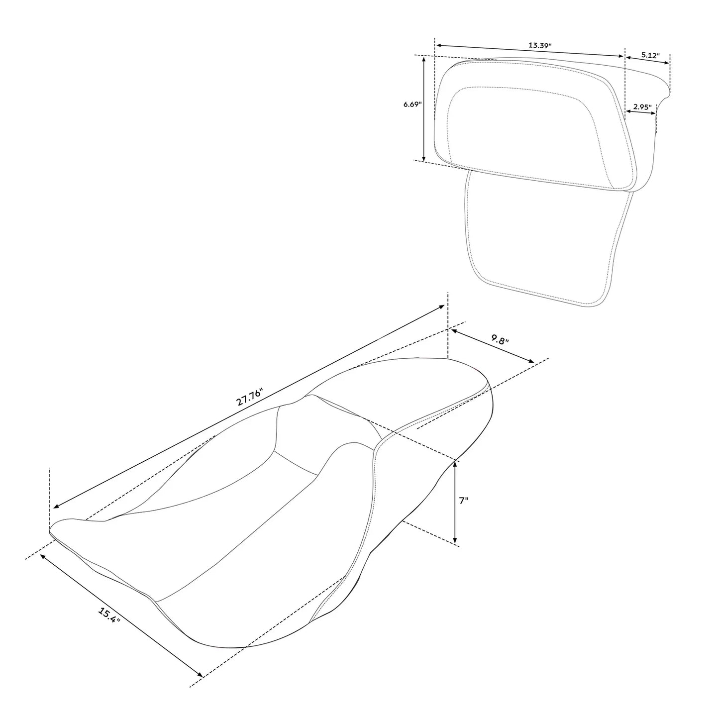 Two-Up Driver Passenger Seat w/ Backrest Pad for Harley Road Glide (2014-2023)