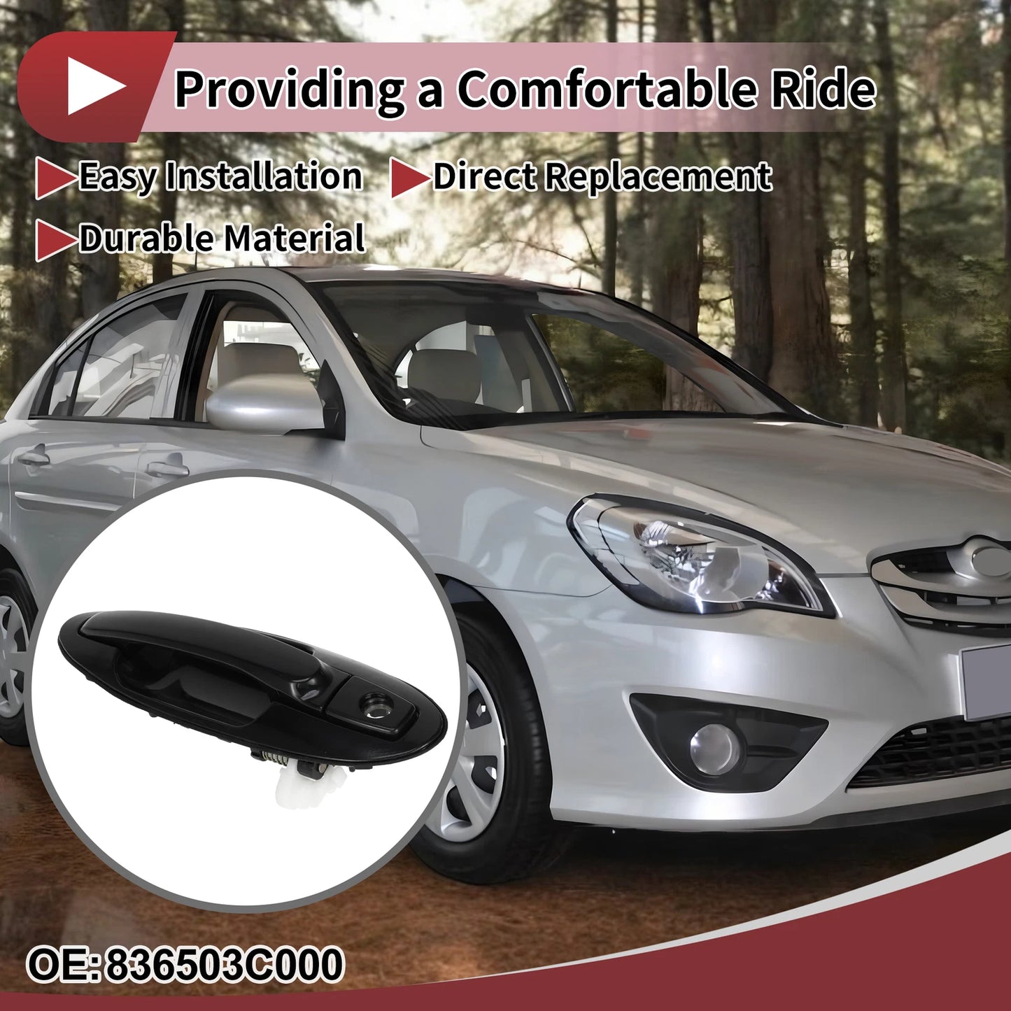 Exterior Door Handle for Hyundai Sonata (2015–2019) No. 836503C000 Black ABS
