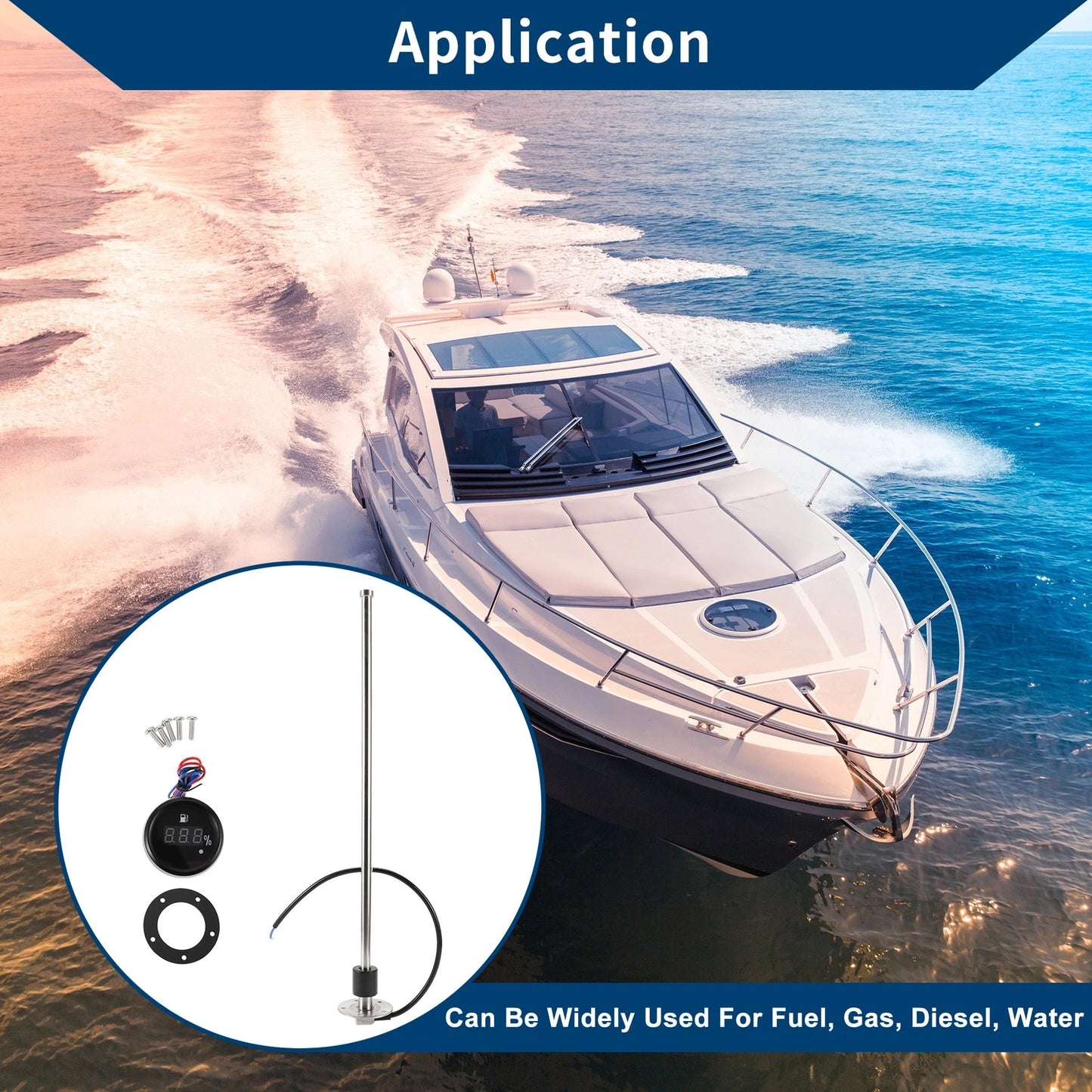 Fuel Sending Unit and Gauge Kit 0-190 Ohm 550mm for Boat Car (0-190)
