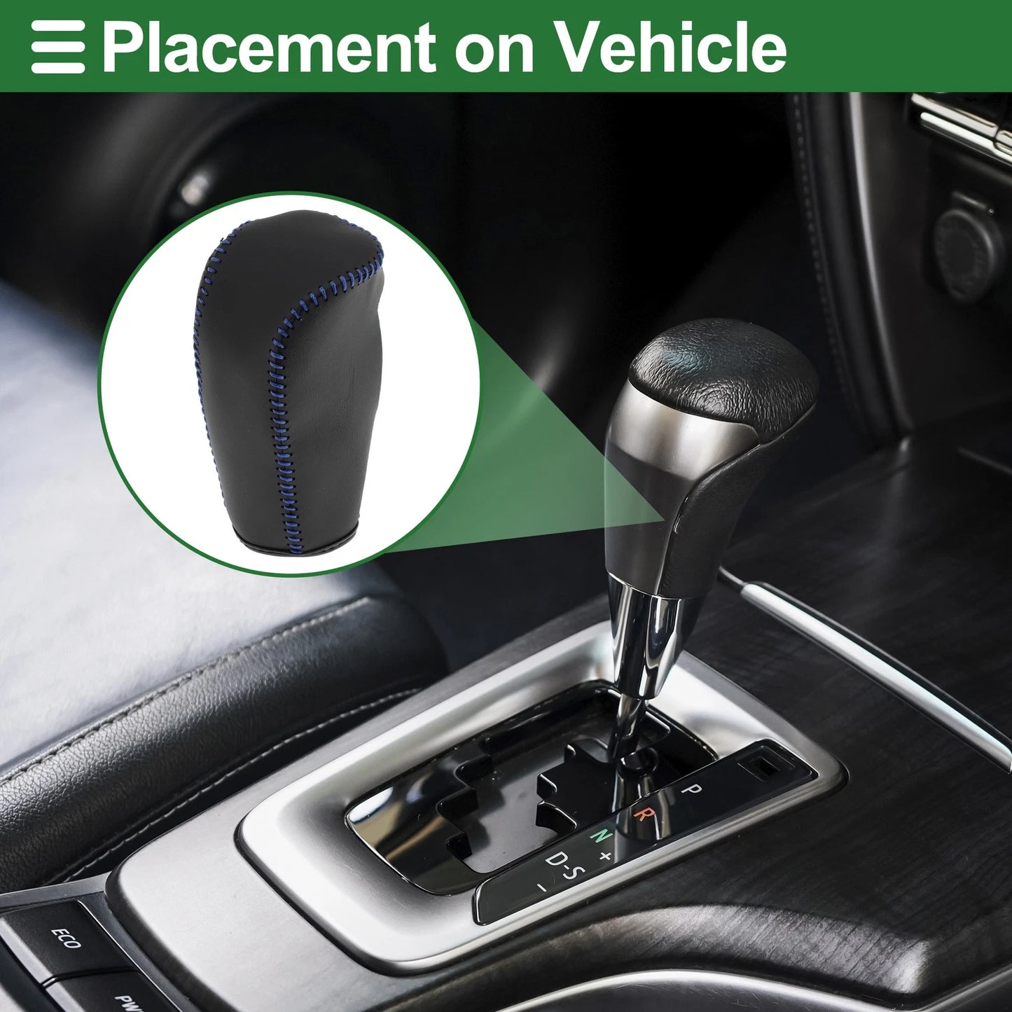 1 Pc Gear Shift Knob Cover for Volvo S80 (2007-2012) Black Blue Faux Leather