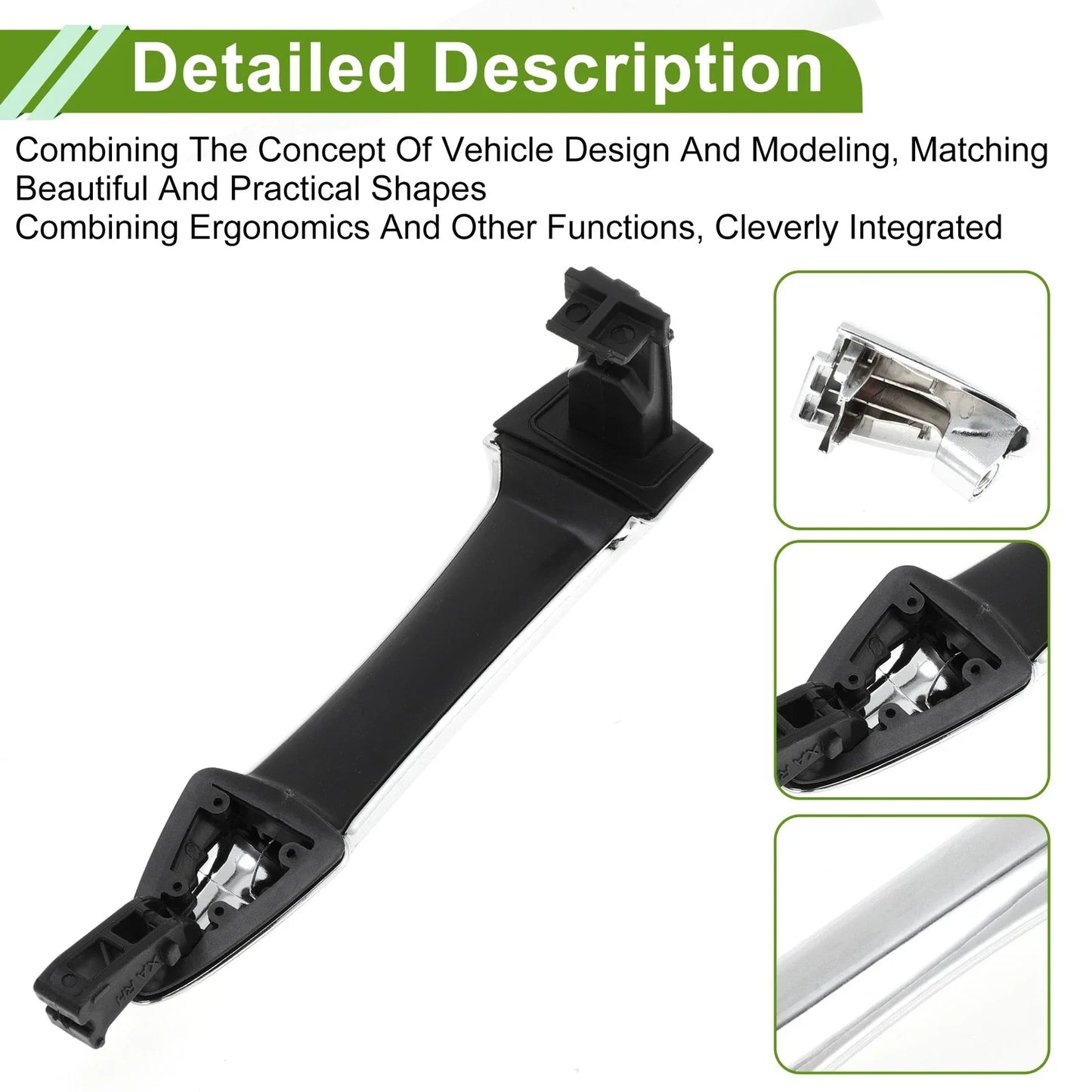 Exterior Door Handle for Hyundai Kia Picanto 2011-2016 Silver Tone Rear Right