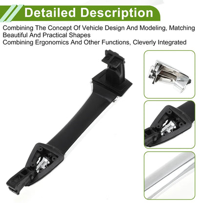 Exterior Door Handle for Hyundai Kia Picanto 2011-2016 Silver Tone Rear Right