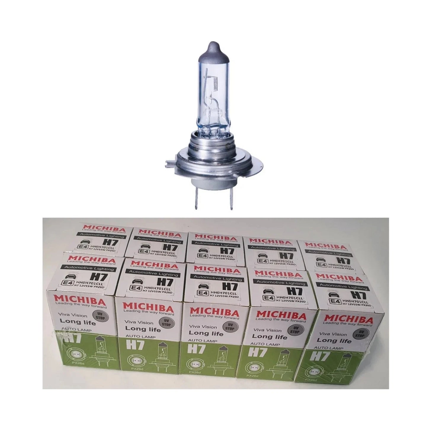 Set of 10 H7 Halogen Headlight Bulbs for Various Vehicles (12V 55W)