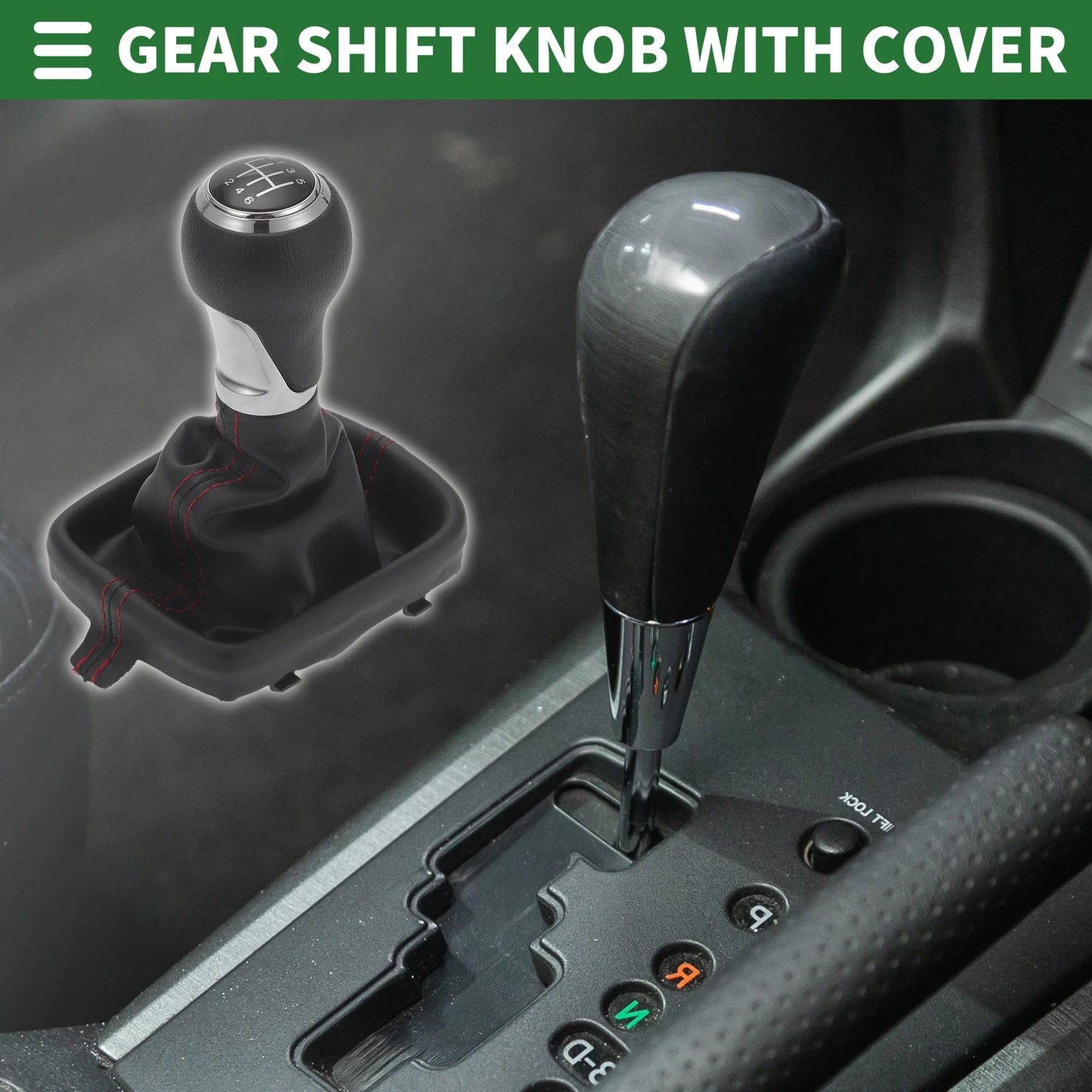 6 Speed Gear Shift Knob with Cover for Audi A3 8P (2003–2013) Chrome Red Black