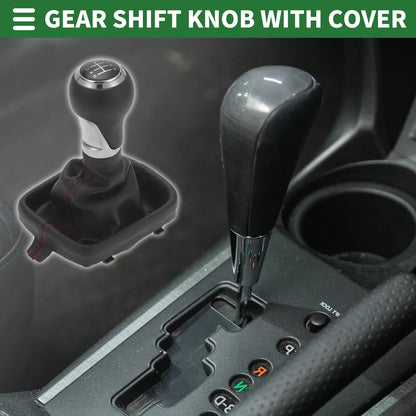 6 Speed Gear Shift Knob with Cover for Audi A3 8P (2003–2013) Chrome Red Black