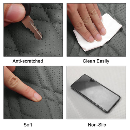 Bottom Seat Pad Cover for Car (1 Pc) - Gray Faux Leather Rhombus